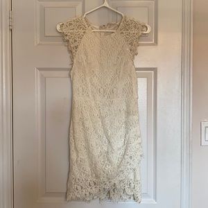 short sleeve white lace dress
